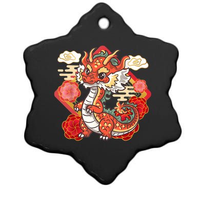 Cute Red Chinese New Year Of The Dragon 2024 Lunar Zodiac Ceramic Star Ornament