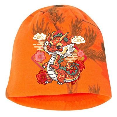 Cute Red Chinese New Year Of The Dragon 2024 Lunar Zodiac Kati - Camo Knit Beanie