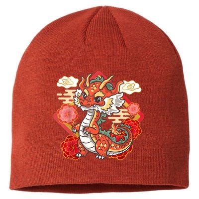 Cute Red Chinese New Year Of The Dragon 2024 Lunar Zodiac Sustainable Beanie