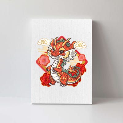 Cute Red Chinese New Year Of The Dragon 2024 Lunar Zodiac Canvas