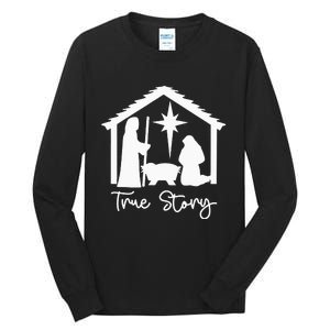 Christian Religious Christmas Nativity Scene True Story Tall Long Sleeve T-Shirt