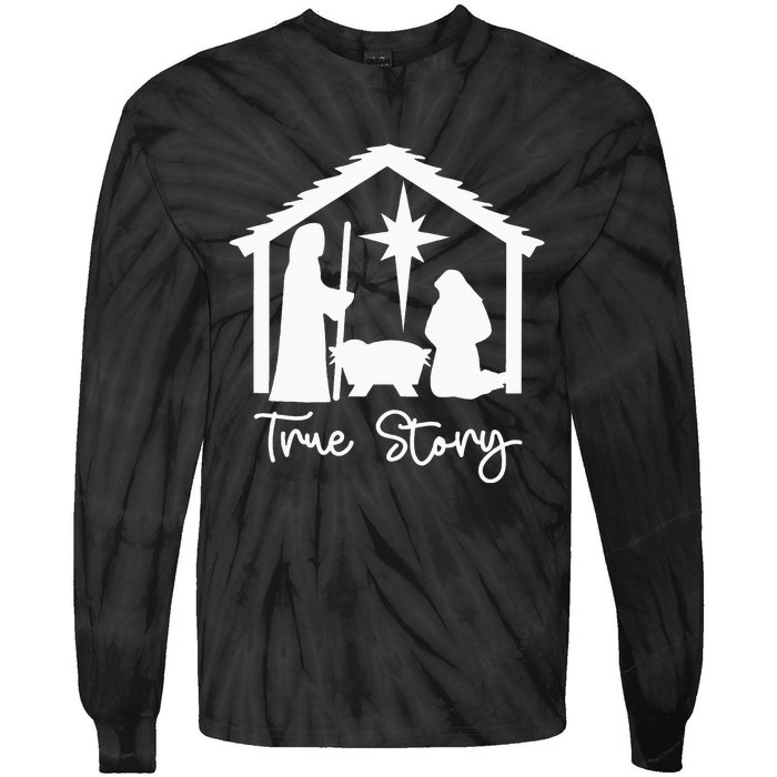 Christian Religious Christmas Nativity Scene True Story Tie-Dye Long Sleeve Shirt