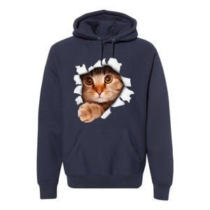 Cute Realistic Cat Kitten Emerging Cat Kitten Or Pet Lovers Premium Hoodie