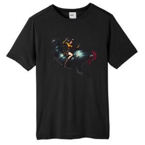 Cow Riding Chicken Funny Retro Rodeo Rooster Tall Fusion ChromaSoft Performance T-Shirt