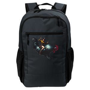 Cow Riding Chicken Funny Retro Rodeo Rooster Daily Commute Backpack