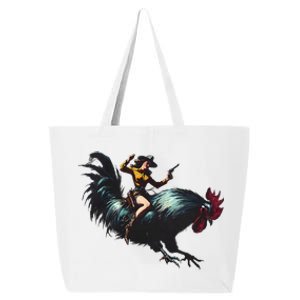 Cow Riding Chicken Funny Retro Rodeo Rooster 25L Jumbo Tote