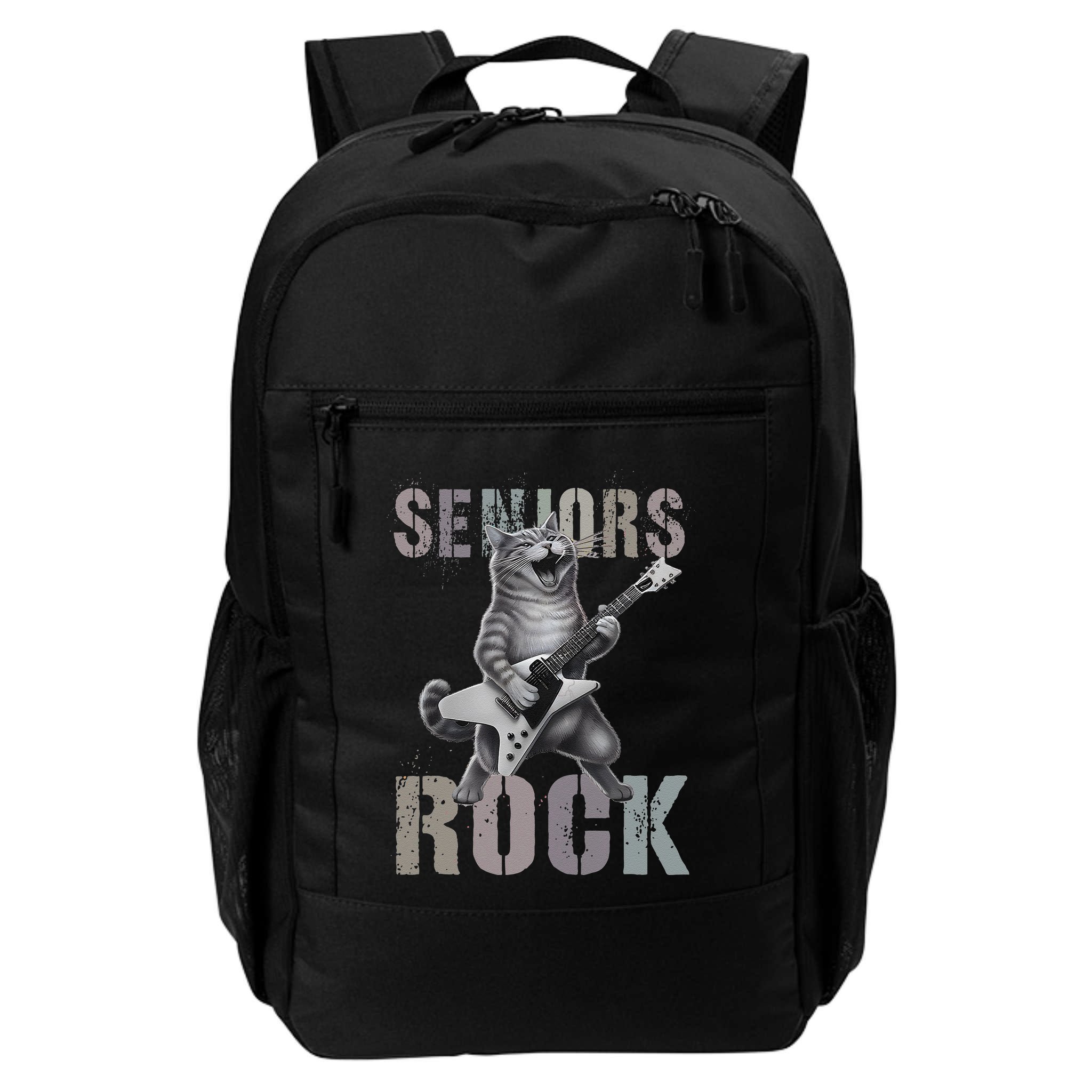 Cute Rockstar Cat Seniors Rock Graduated Signature 2025 .Png Backpack