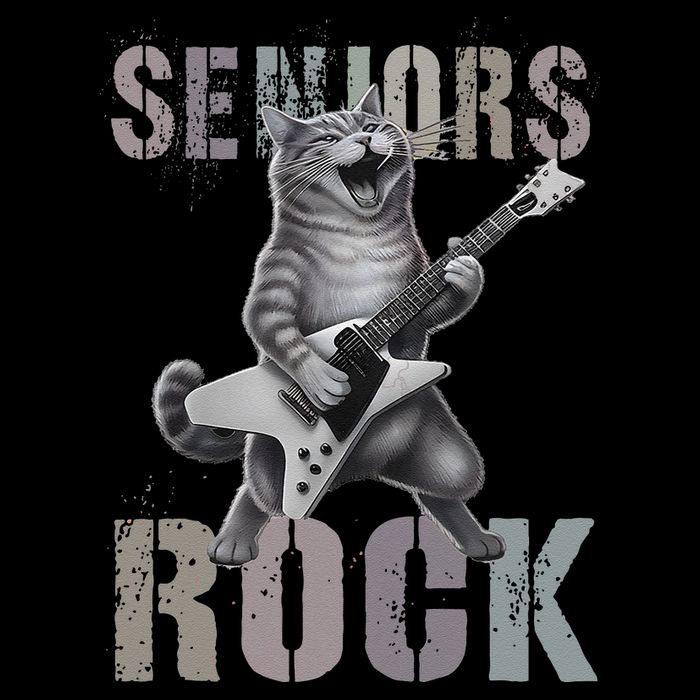Cute Rockstar Cat Seniors Rock Graduated Signature 2025 .Png Backpack