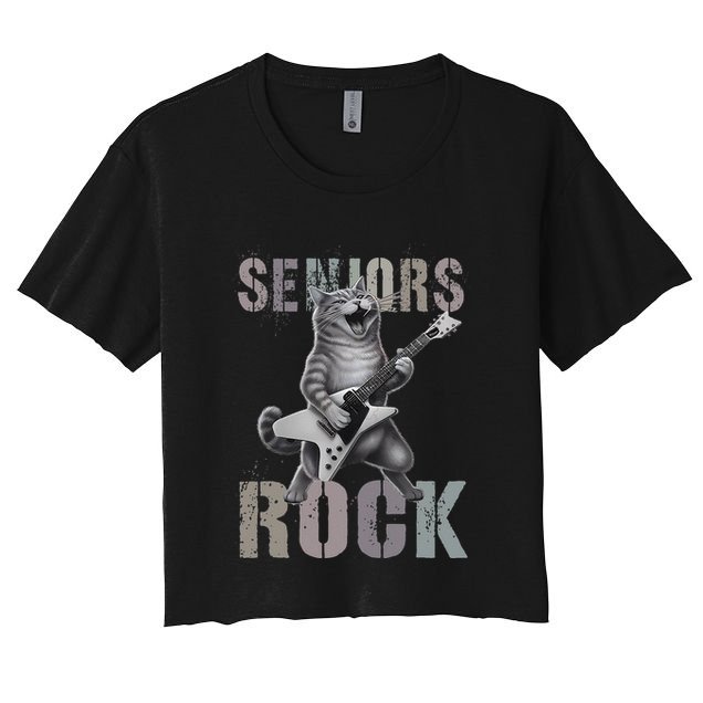 Cute Rockstar Cat Seniors Rock Graduated Signature 2025 .Png Crop Top