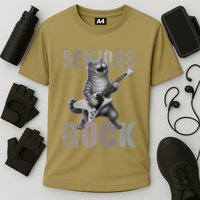 Cute Rockstar Cat Seniors Rock Graduated Signature 2025 .Png Cooling Performance Crew T-Shirt