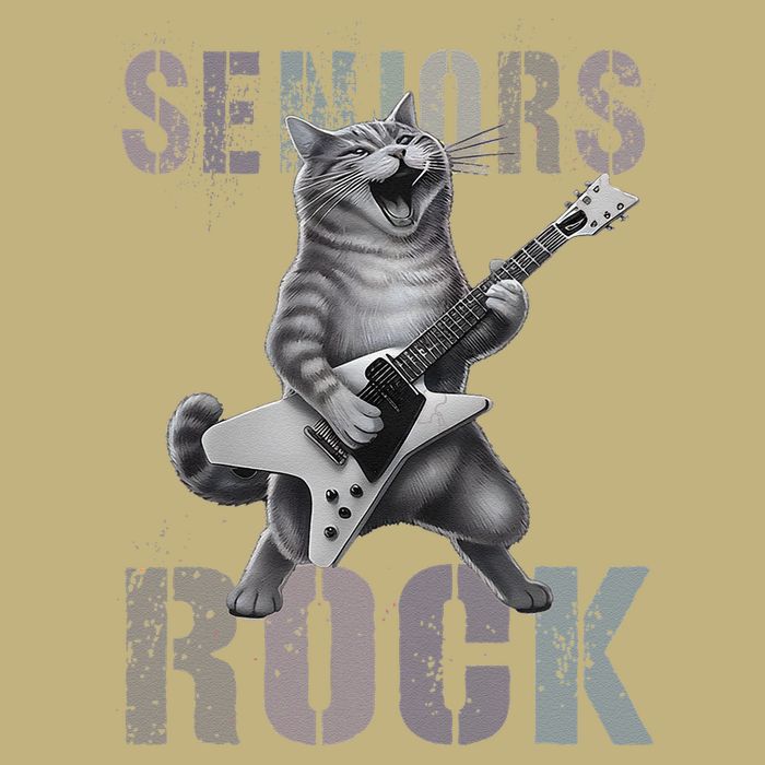 Cute Rockstar Cat Seniors Rock Graduated Signature 2025 .Png Cooling Performance Crew T-Shirt