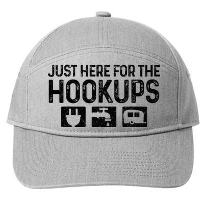 Camping Rv Caravan Motorhome Just Here For The Hookups Funny 7-Panel Snapback Hat