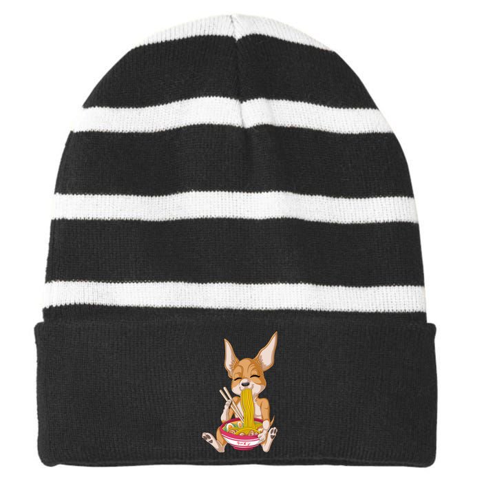 Chihuahua Ramen Striped Beanie with Solid Band