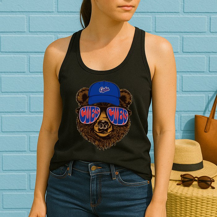 Cool Retro Cubs Bear Womens Tank Top