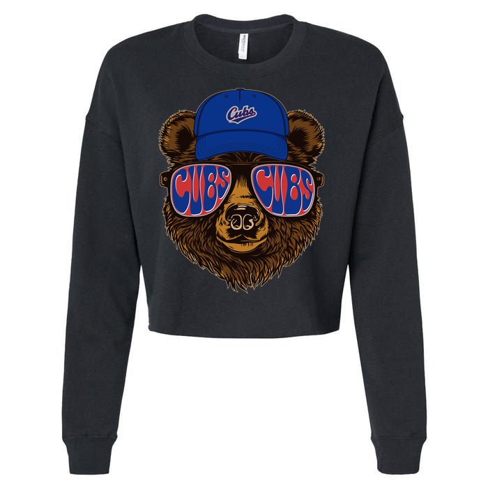 Cool Retro Cubs Bear Cropped Pullover Crew
