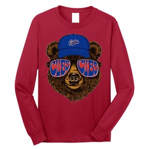 Cool Retro Cubs Bear Long Sleeve Shirt