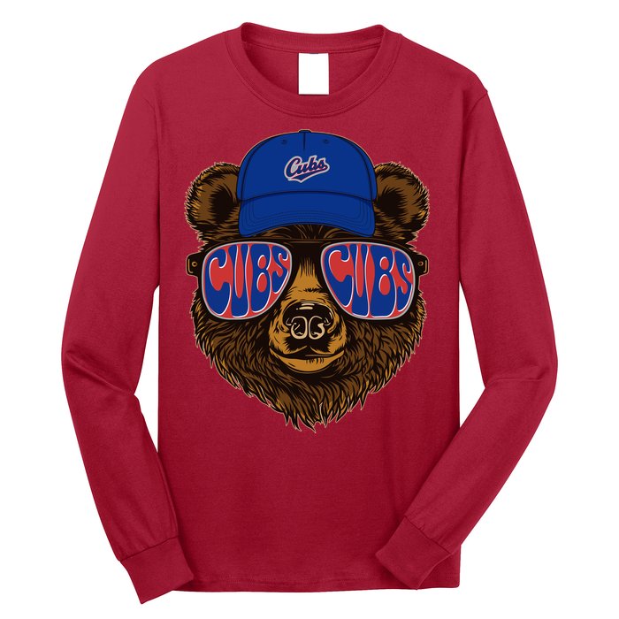 Cool Retro Cubs Bear Long Sleeve Shirt