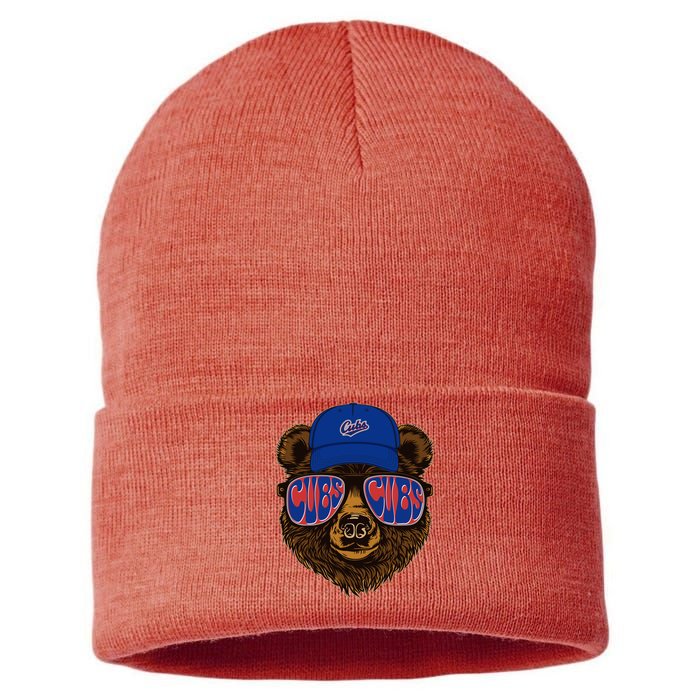 Cool Retro Cubs Bear Sustainable Knit Beanie