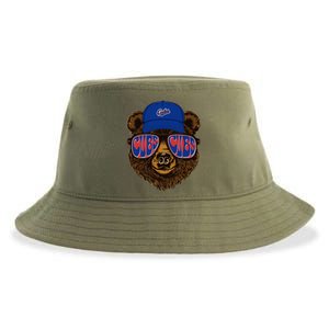 Cool Retro Cubs Bear Sustainable Bucket Hat