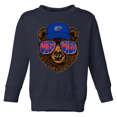 Cool Retro Cubs Bear Toddler Sweatshirt