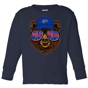 Cool Retro Cubs Bear Toddler Long Sleeve Shirt