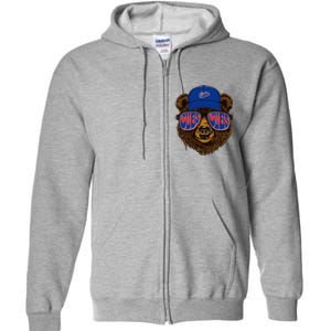 Cool Retro Cubs Bear Full Zip Hoodie