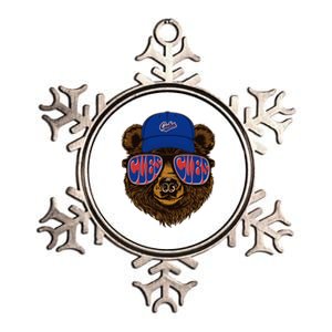 Cool Retro Cubs Bear Metallic Star Ornament