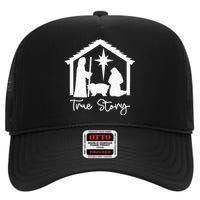 Christian Religious Christmas Nativity Scene True Story High Crown Mesh Back Trucker Hat