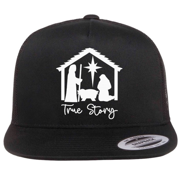 Christian Religious Christmas Nativity Scene True Story Flat Bill Trucker Hat