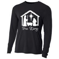 Christian Religious Christmas Nativity Scene True Story Cooling Performance Long Sleeve Crew