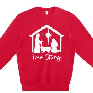 Christian Religious Christmas Nativity Scene True Story Premium Crewneck Sweatshirt