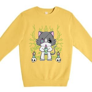 Cute Ragdoll Cat Anime Feline Goth Candle Premium Crewneck Sweatshirt