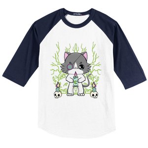 Cute Ragdoll Cat Anime Feline Goth Candle Baseball Sleeve Shirt