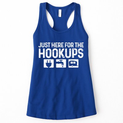 Camping Rv Caravan Motorhome Just Here For The Hookups Funny Cute Gift Womens Tank Top