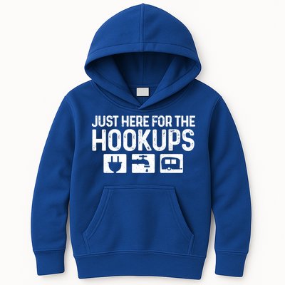 Camping Rv Caravan Motorhome Just Here For The Hookups Funny Cute Gift Kids Hoodie