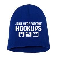 Camping Rv Caravan Motorhome Just Here For The Hookups Funny Cute Gift Short Acrylic Beanie
