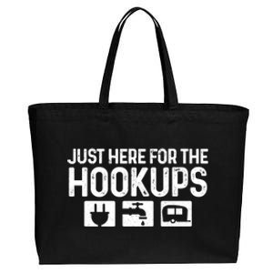 Camping Rv Caravan Motorhome Just Here For The Hookups Funny Cute Gift Cotton Canvas Jumbo Tote