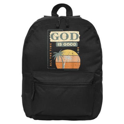 Cool Retro Christian Saying God Is Good All The Time 16 in Basic Backpack