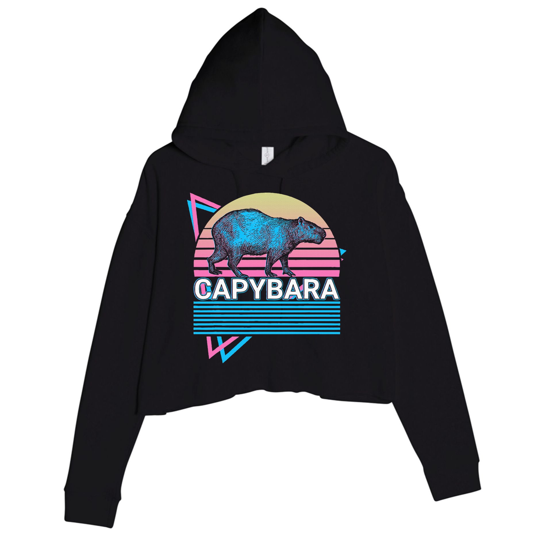 Capybara Retro Crop Fleece Hoodie