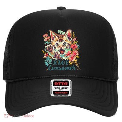 Cat Rage Consumes Me Humor Meme .Png High Crown Mesh Back Trucker Hat