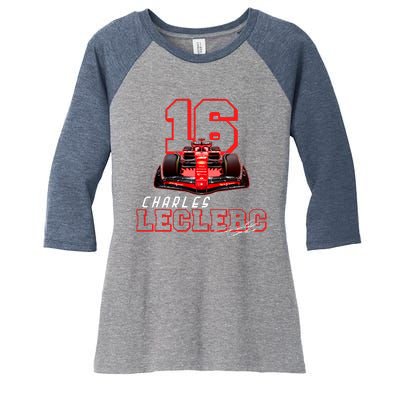 Cool Racing Charles Leclerc Signature Women's Tri-Blend 3/4-Sleeve Raglan Shirt