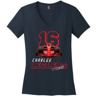 Cool Racing Charles Leclerc Signature Women's V-Neck T-Shirt