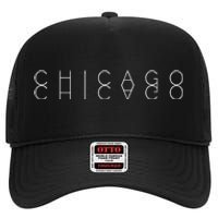 Chicago Reflections Chicagoan Word Art Souvenir High Crown Mesh Back Trucker Hat