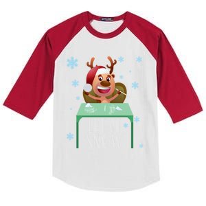 Christmas Reindeer Cocaine Santa Sweater Let It Snow Gift Kids Colorblock Raglan Jersey