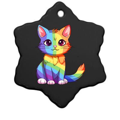 Cat Rainbow Color Lgbtq Ally Pride Rainbow Equality Ceramic Star Ornament