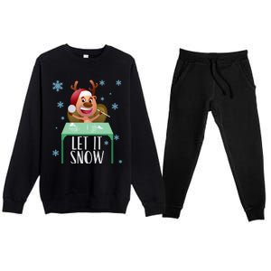 Christmas Reindeer Cocaine Santa Sweater Let It Snow Gift Premium Crewneck Sweatsuit Set