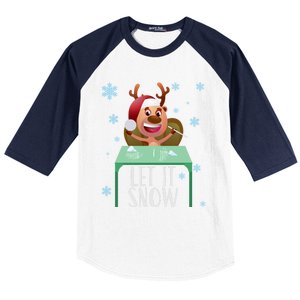 Christmas Reindeer Cocaine Santa Sweater Let It Snow Gift Baseball Sleeve Shirt