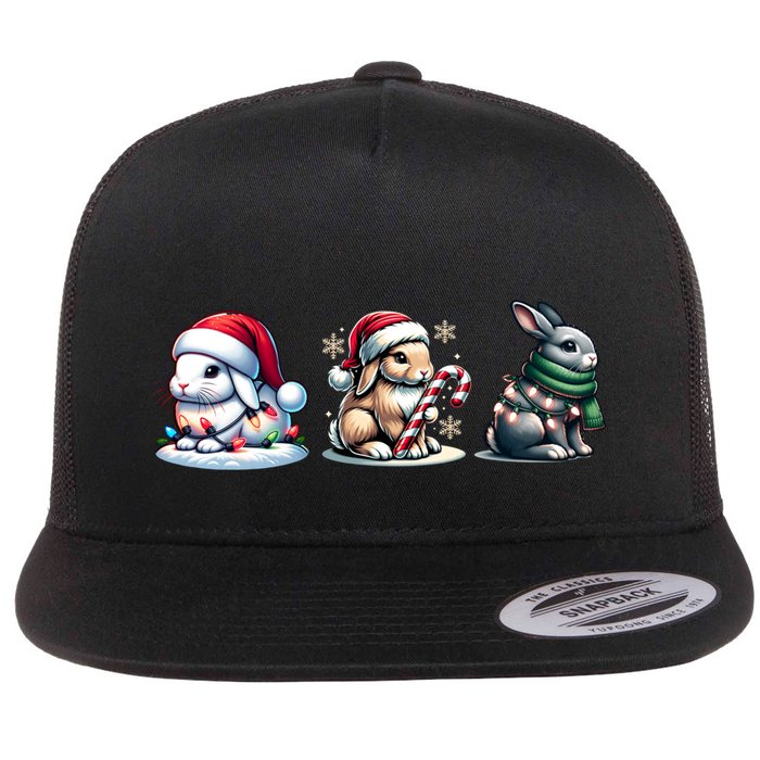 Cute Rabbit Christmas Lighting Santa Rabbit Christmas Gift Flatbill Hat