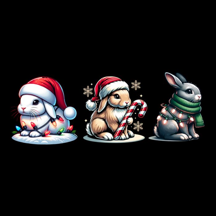 Cute Rabbit Christmas Lighting Santa Rabbit Christmas Gift Flatbill Hat