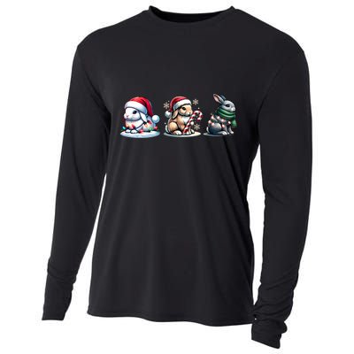Cute Rabbit Christmas Lighting Santa Rabbit Christmas Gift Cooling Performance Long Sleeve Crew